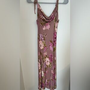 Pink and Purple Sleeveless Cowl Neck Maxi Sundress